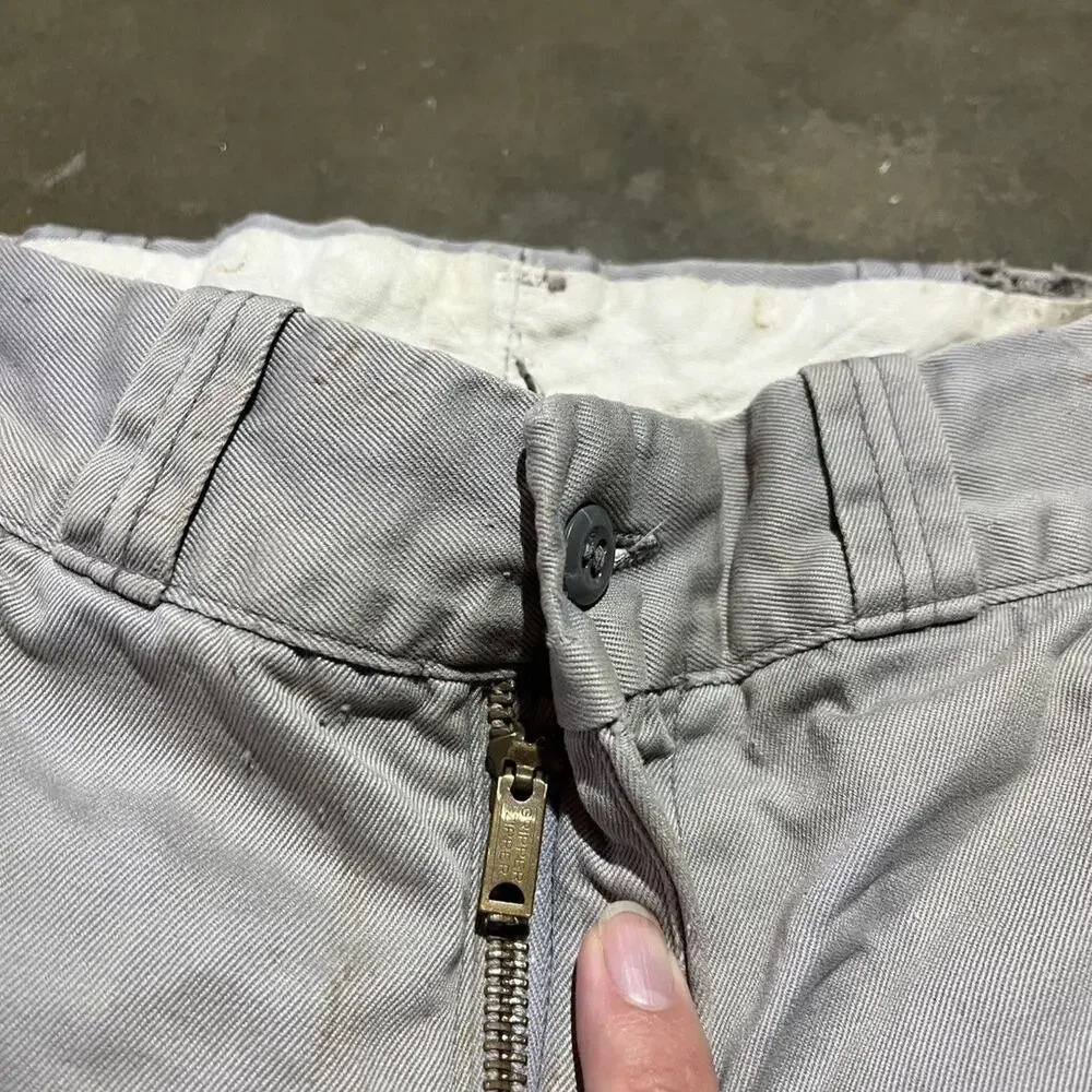 Vintage 50s Big Mac Grey Sanforized Sail Cloth Chinos 30x29